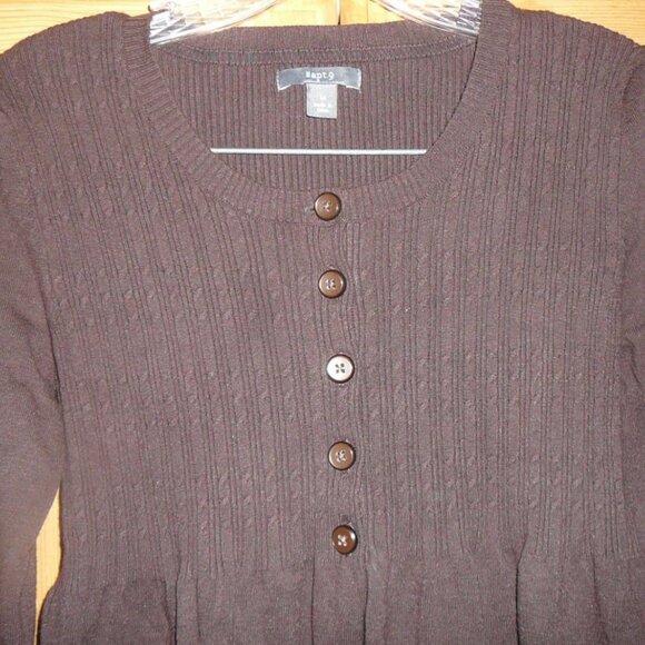 APT 9 SIZE M WOMEN'S Thin Knit Brown Blouse Peasant Style Top - Picture 3 of 4
